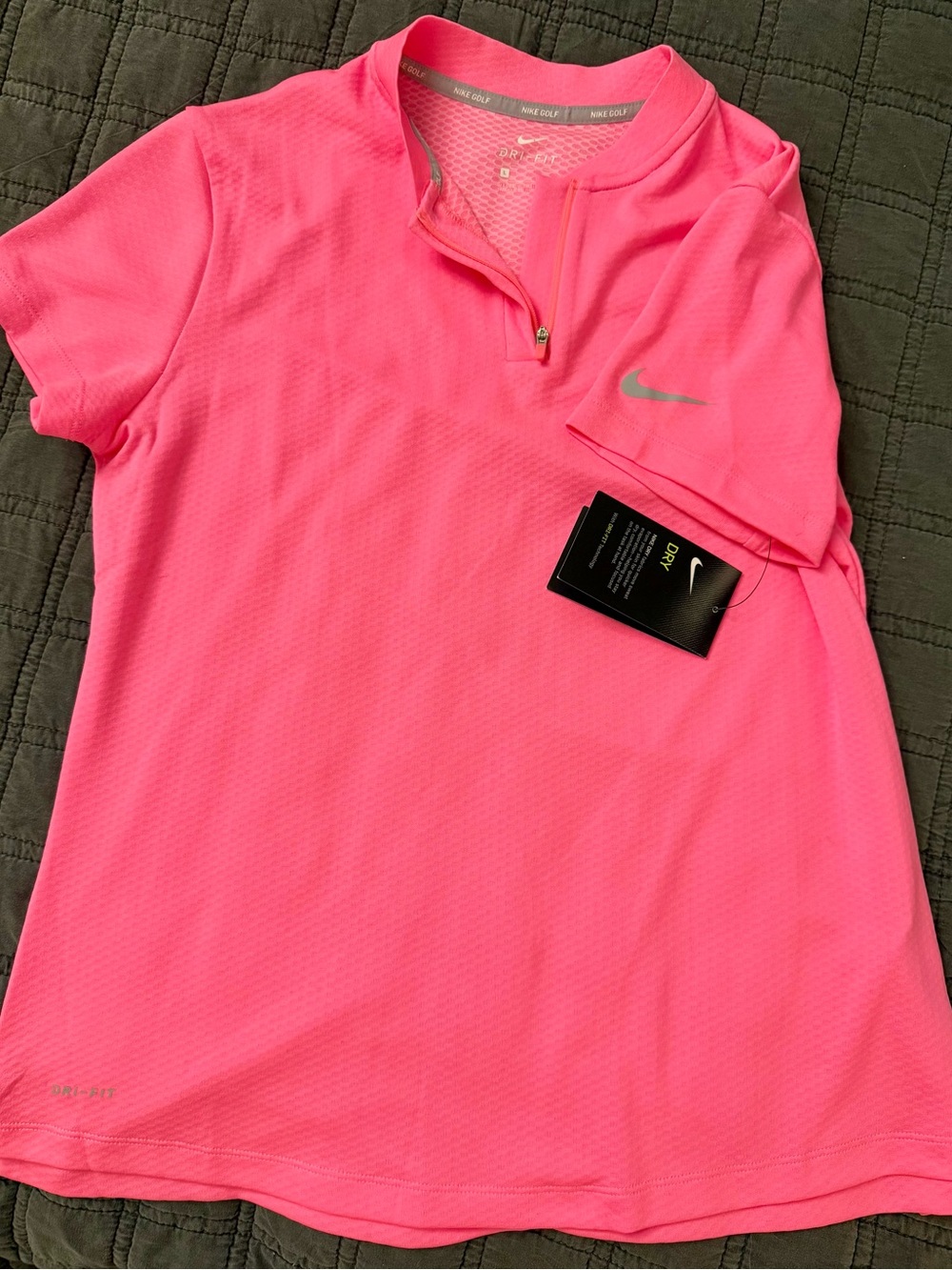 Nike Golf Dri-FIT Women’s Large Hot Pink Quarter Zip Polo NWT $65